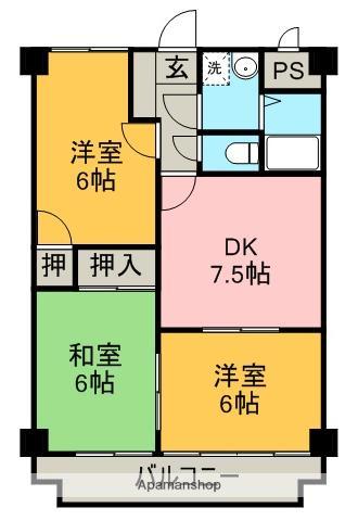 ヴェルヌーヴF・M(3DK/3階)の間取り写真