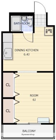 アマービレ(1DK/2階)の間取り写真