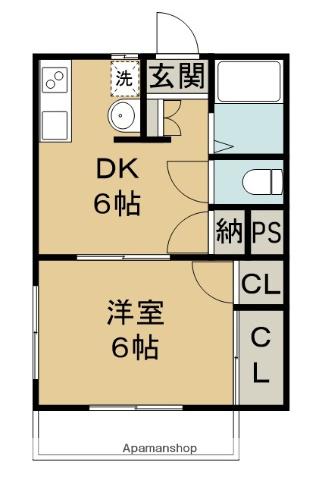 ウエストハイツN(1DK/1階)の間取り写真