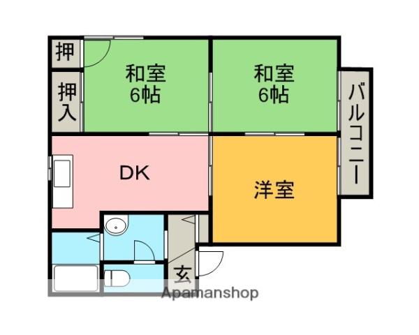 メゾンパストラルⅡ(3DK/2階)の間取り写真