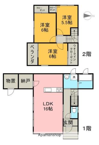 予讃線 多喜浜駅 徒歩34分 2階建 築11年(3LDK)の間取り写真