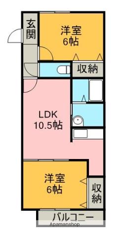 WELLVILLA・M(2LDK/1階)の間取り写真