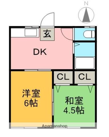 神野ハイツⅡ(2DK/1階)の間取り写真