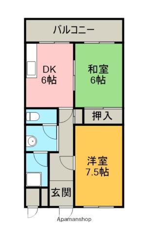 横山ビル(2DK/4階)の間取り写真
