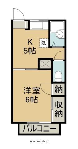 ウエストアコール(1DK/2階)の間取り写真