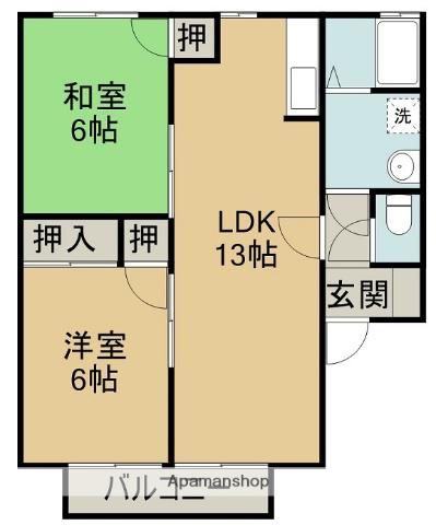 シーサイドセジュール(2LDK/2階)の間取り写真