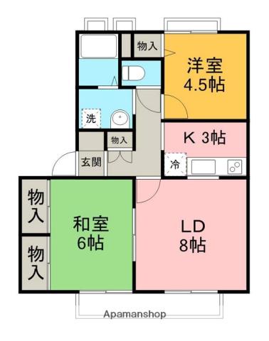 エルフローラ(2LDK/2階)の間取り写真