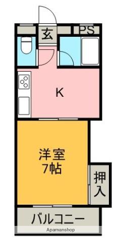 メゾン千(1DK/1階)の間取り写真