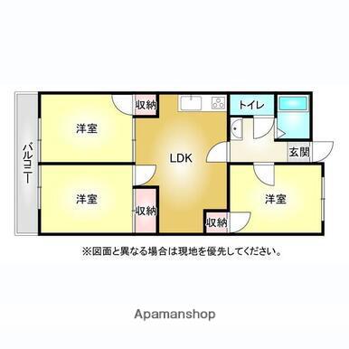 アーバンコート中須賀(3LDK/3階)の間取り写真