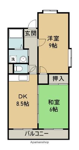 ファミーユ郷(2DK/3階)の間取り写真