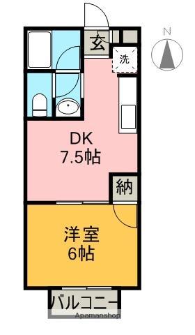 サントール白萩(1DK/1階)の間取り写真