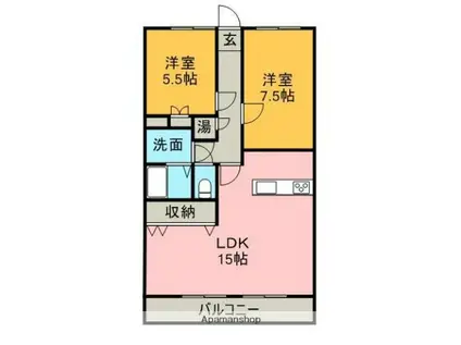 アーバンコート北新町(2LDK/5階)の間取り写真