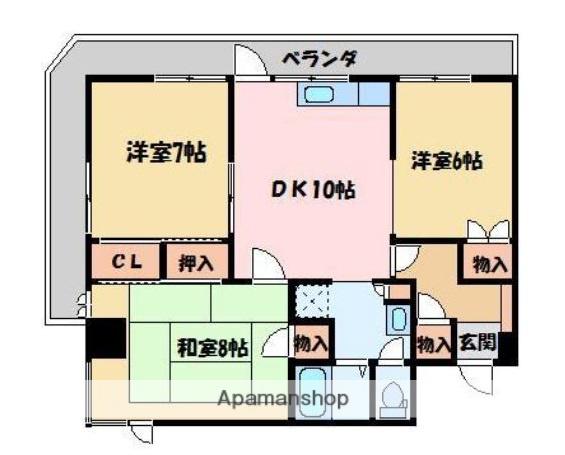 イーストハイム(3DK/1階)の間取り写真