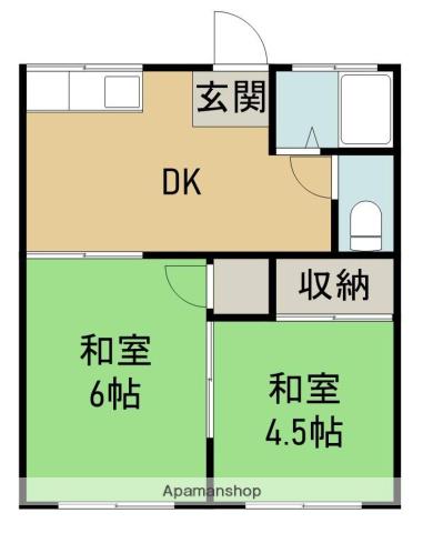 越智アパート(2DK/2階)の間取り写真