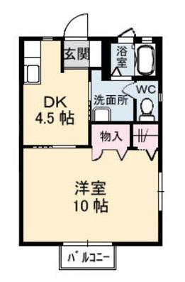 ディアス住吉2(1DK/2階)の間取り写真