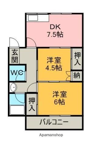 塩見マンション(2DK/1階)の間取り写真