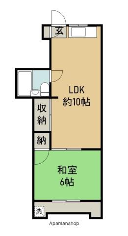 広栄マンションVI(1LDK/3階)の間取り写真