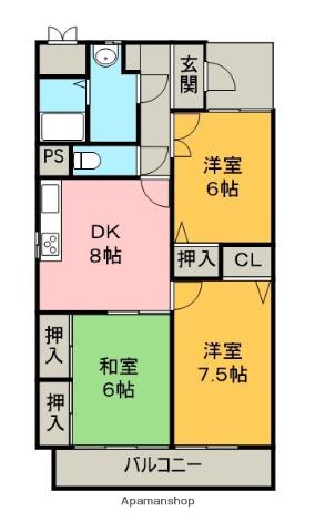 レジデンス一宮(3DK/2階)の間取り写真