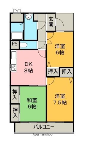 レジデンス一宮(3DK/2階)の間取り写真