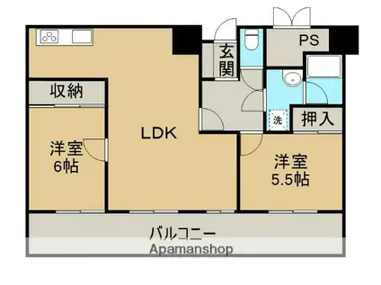 アーバンコート中須賀 弐番館(2LDK/10階)の間取り写真