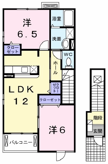 アルバ・田の上A(2LDK/2階)の間取り写真