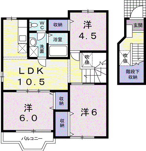 オークK(3LDK/2階)の間取り写真