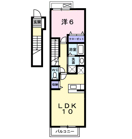バリオン(1LDK/2階)の間取り写真