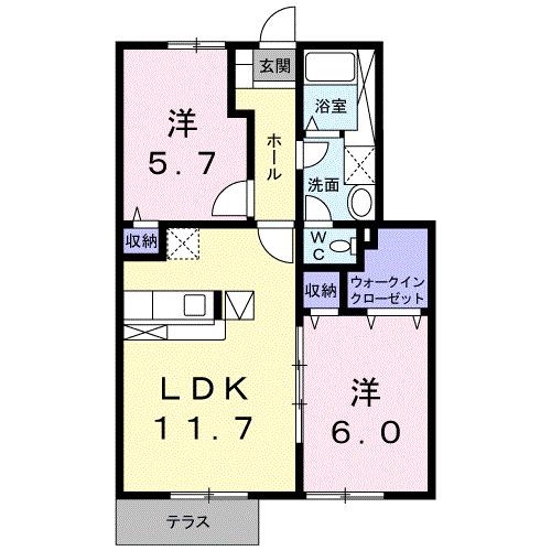 アンソレイエ本郷(2LDK/1階)の間取り写真