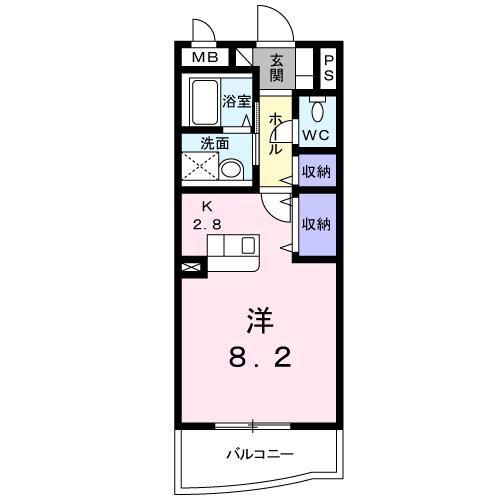 スカイルシパー(ワンルーム/3階)の間取り写真