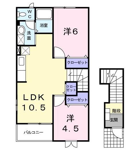 サンシャインセレノ(2LDK/2階)の間取り写真