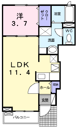 シュヴェスターⅡ(1LDK/1階)の間取り写真