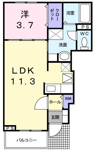アルバカーサ桜木(1LDK/1階)の間取り写真