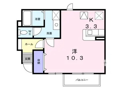 アルカンシェル庄内Ⅱ(ワンルーム/1階)の間取り写真