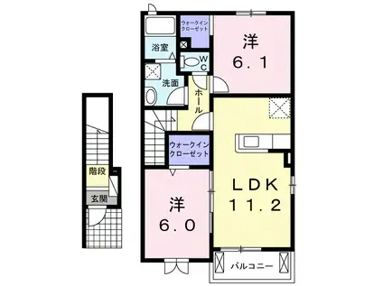 サンシャイン徳常(2LDK/2階)の間取り写真