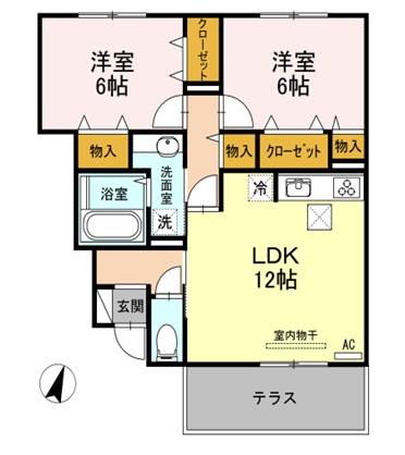 LILAC B(2LDK/1階)の間取り写真