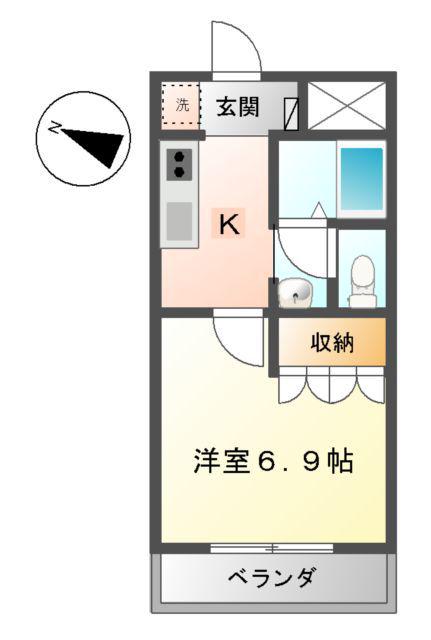 サン・ヴェルディ東雲(1K/2階)の間取り写真