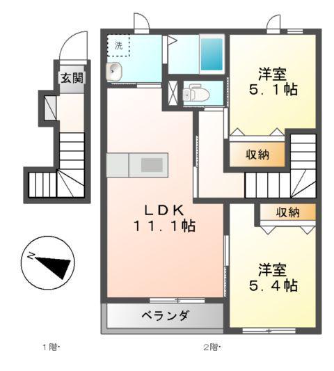 美らハウス(2LDK/2階)の間取り写真
