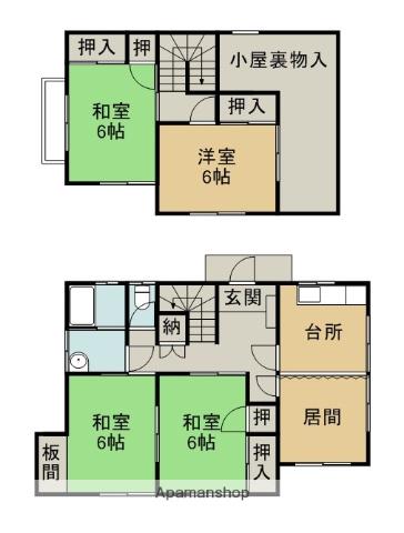 予讃線 多喜浜駅 徒歩13分 2階建 築38年(4LDK/1階)の間取り写真