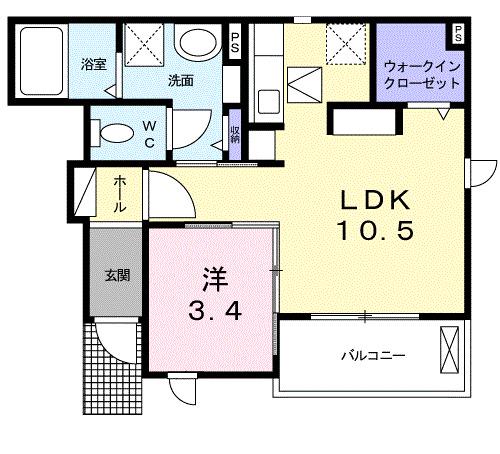 マウナ・オハナ(1LDK/1階)の間取り写真