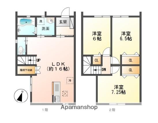 予讃線 多喜浜駅 徒歩30分 2階建 築8年(3LDK)の間取り写真