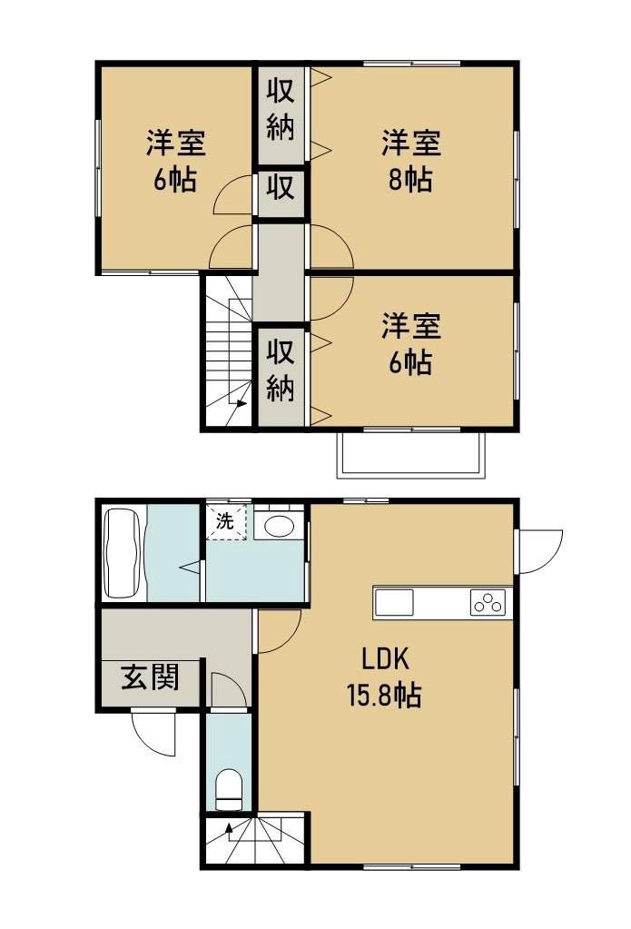 予讃線 新居浜駅 徒歩35分 2階建 築7年(3LDK)の間取り写真