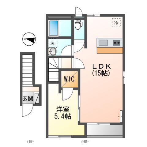 ベル ヴィ(1LDK/2階)の間取り写真