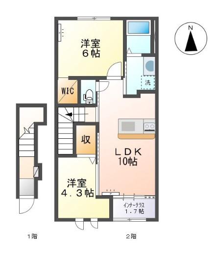 新居浜グランメゾン(2LDK/2階)の間取り写真