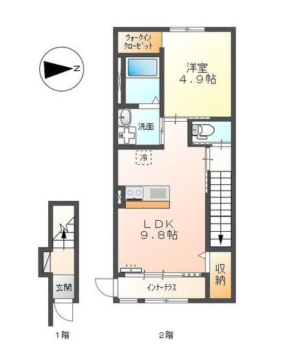 クリアM(1LDK/2階)の間取り写真