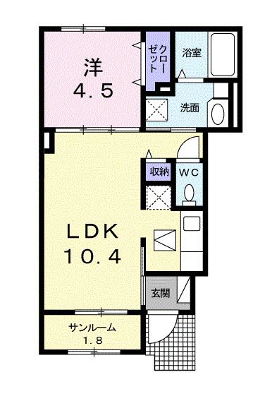 プレフェリート・Ⅰ(1LDK/1階)の間取り写真