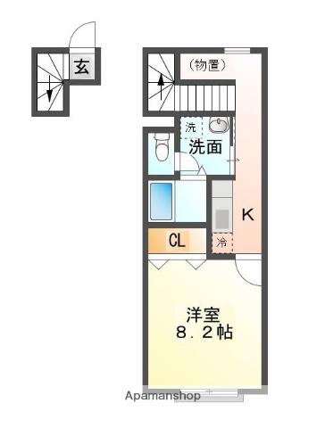 シンプルN(1K/2階)の間取り写真