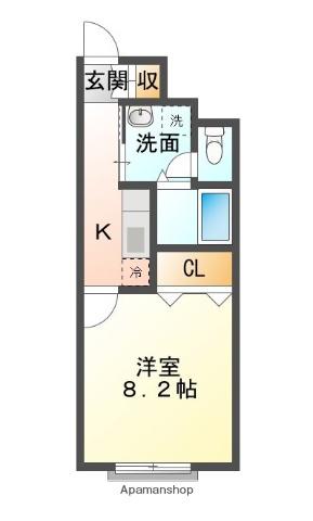 シンプルN(1K/1階)の間取り写真