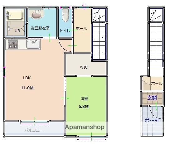 KURASUMU GINZA B棟(1LDK/2階)の間取り写真