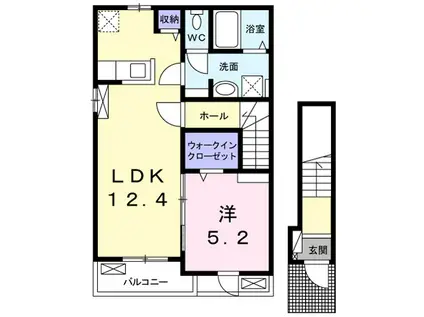サンリットヴィラⅩ A(1LDK/2階)の間取り写真