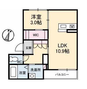 シャーメゾンNONOKA(1LDK/1階)の間取り写真